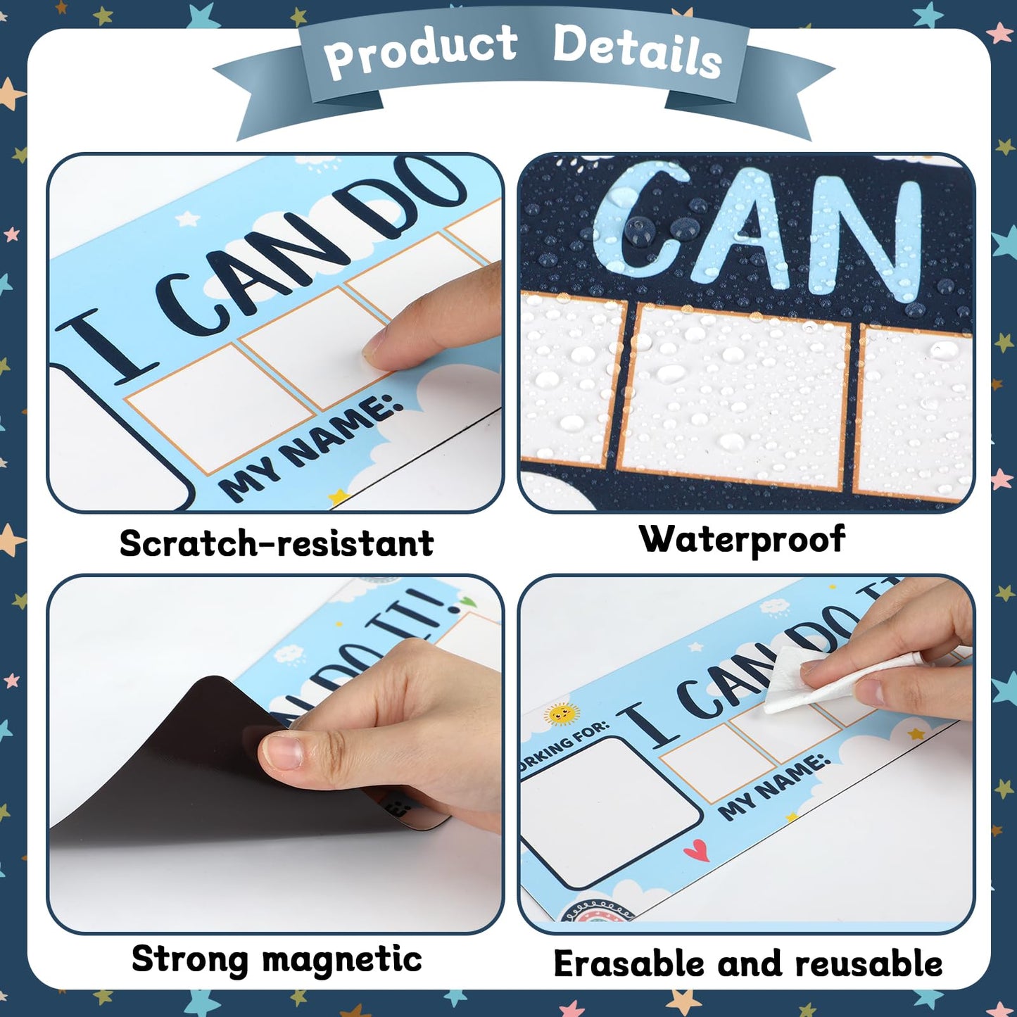 3 Sets Magnetic Rewards Chart for Kids I Can Do It Token Board Boho Rainbow Behavior Chart at Home Positive Star and Customization Goal Box Incentives for Teacher Essentials Elementary Classroom