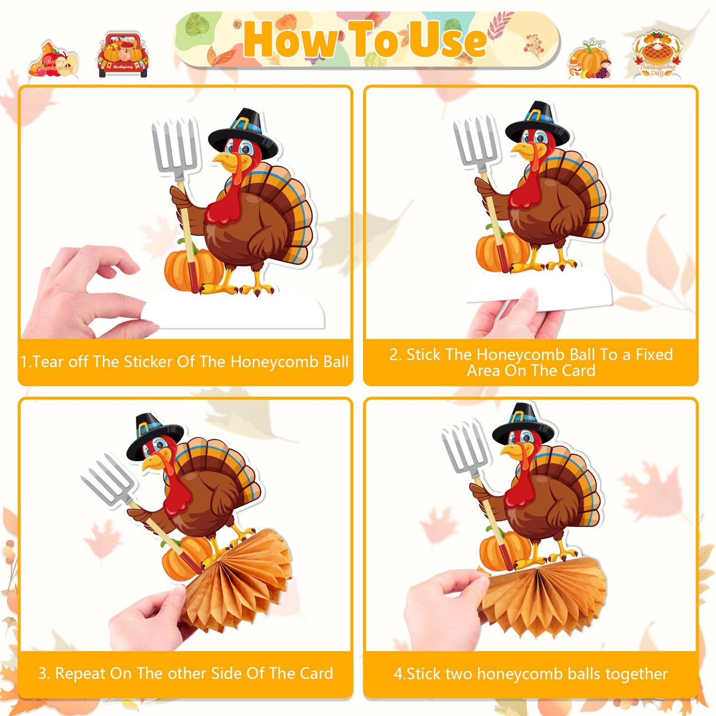 9Pcs Thanksgiving Honeycomb Centerpiece Party Decor | Thanksgiving Table Decorations |Thanksgiving Party Decorations| Thanksgiving Centerpieces for Tables |Give Thanks Banner Pumpkin Truck Sunflowers
