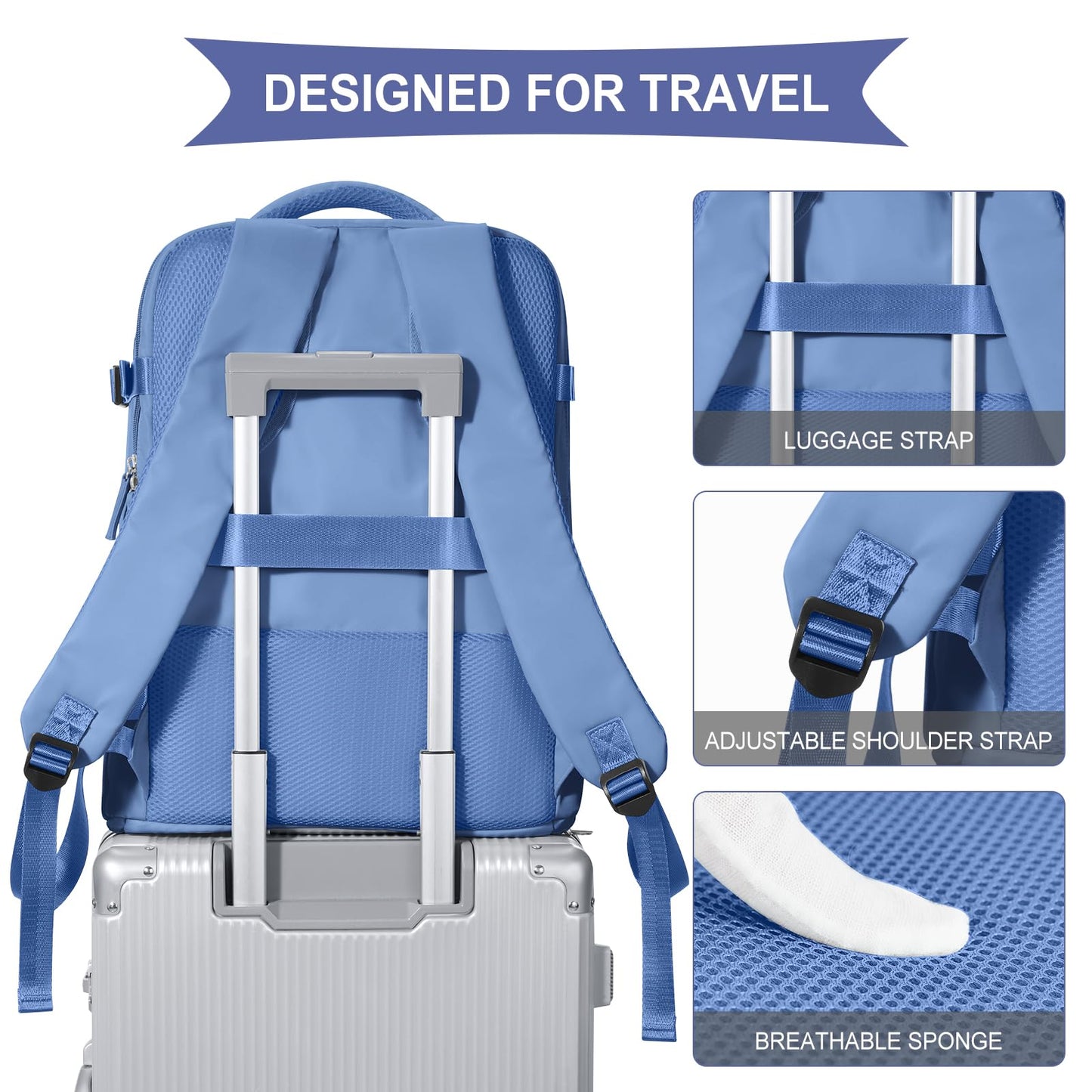 coowoz Travel Backpack Carry On for Women Man Gym Backpacks with Laptop Compartment Mochila de Viaje Teacher Personal Item Backpack Airplane Accessories Must Haves Grey Small
