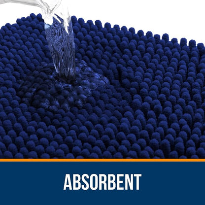 OLANLY Bathroom Runner Rugs 70x24, Extra Soft Absorbent Chenille Bath Rugs, Rubber Backing Quick Dry, Machine Washable Long Bath Mats for Bathroom Floor, Tub and Shower, Home Decor Accessories, Navy