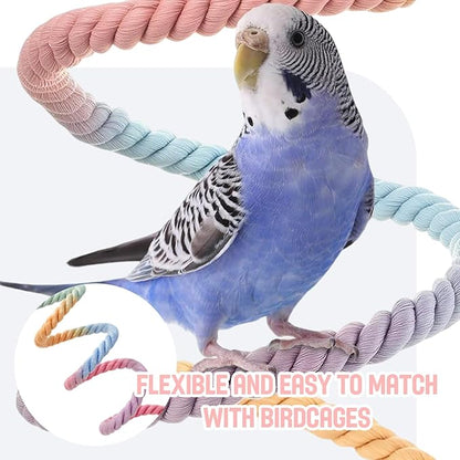 2pcs Gradient Colorful Bird Rope Perch Stand,Hanging Bird Rope Perch Stand Extra Long Gradient Color Swing,Double-Layer Bird Swing,Bendable Climbing,Parakeet Lovebirds Budgies Play(59'',10''E)