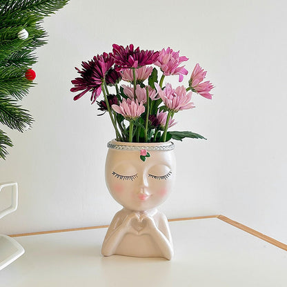 Face Planters Pot Head Unique Face Flower Pot Head Planter for Indoor Plants Cute Small Succulents Pot Indoor Plant Pot with Drainage,Funny-Face-Flower Pot Plant Pots for Outdoor Garden Home Decor B