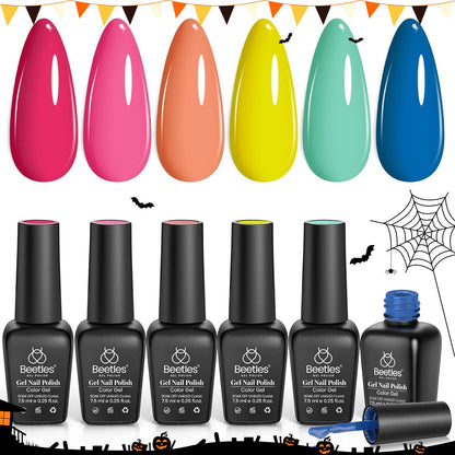 Beetles Jelly Gel Nail Polish Set, 6 Colors Milky White Nude Pink Brown Sheer Gel Polish Kit Nail Concealer Translucent Effect Soak Off Uv French Nail Art Gift for Women Ultimate Monochrome Collection