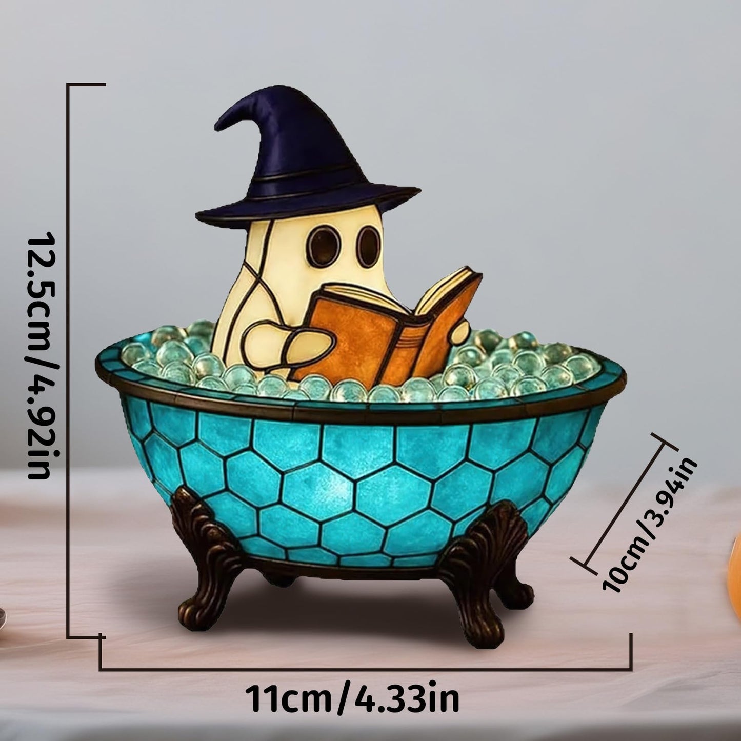 oyeftp Halloween Ghost Bubble Bath Lamp, Cute Bathtub Ghost Night Lights for Halloween Decor, Reading Books Nightlight, Halloween Decorations for Indoor Readers & Book Lover Desk Home Party