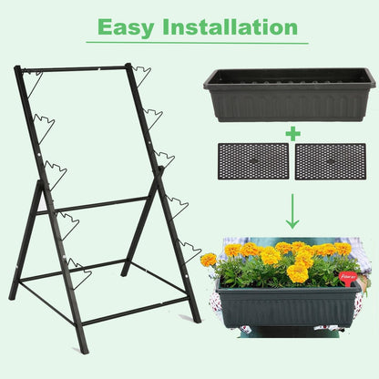 Homdox 5-Tier Elevated Garden Bed with Lockable Caster Wheels - Freestanding Vertical Raised Bed with 5 Garden Planter Boxes- Perfect to Grow Vegetables Herbs Flowers Indoor(Black)