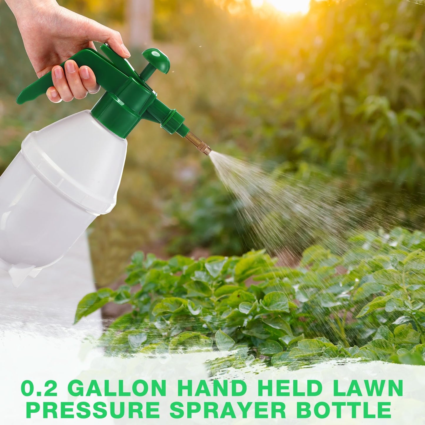 Ziliny 2 Pcs 27 oz Handheld Pump Spray Bottle Garden Mister Spray Bottles Lawn Pressure Hand Pump Sprayer with Adjustable Nozzle for Chemicals Watering Weeds Plants and Cleaning (Green)