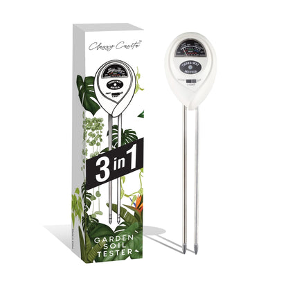 Classy Casita 3-in-1 Soil Moisture, Light, pH Meter - Hygrometer Tester for Indoor and Outdoor Plants - Monitor Levels for Garden, Farm, Lawn, houseplants, Potted Care - No Batteries Required - White
