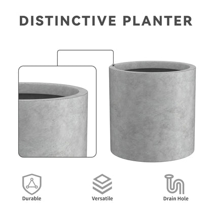 Kante 9.8" Dia Round Concrete Planter, Modern Style Large Cylindrical Plant Pot with Drainage Hole and Rubber Plug for Indoor Outdoor Patio, Natural Concrete