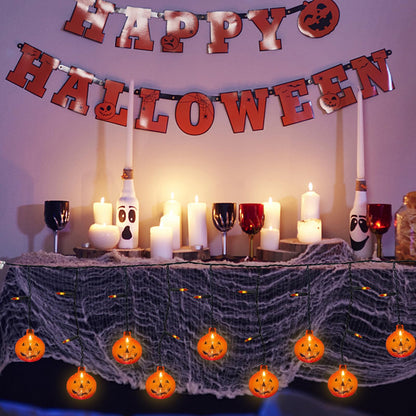 Halloween Pumpkin Icicle Lights, 7Ft Outdoor Halloween Decorations String Light with 10 Pumpkin Light 15 Mini Orange Bulbs, Plug in Pumpkin Curtain Lights for Indoor Outdoor Patio Party Holiday