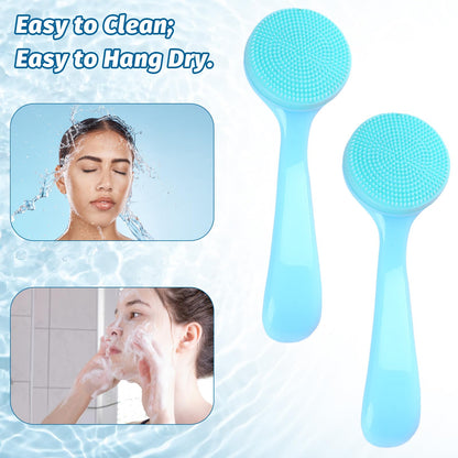 2Pack Silicone Face Brush Manual Face Scrub Brush Soft Facial Brushes Waterproof Exfoliating Face Brush Skin Friendly Face Cleaner Brush for Women and Men Blackheads Makeup Residues Removal