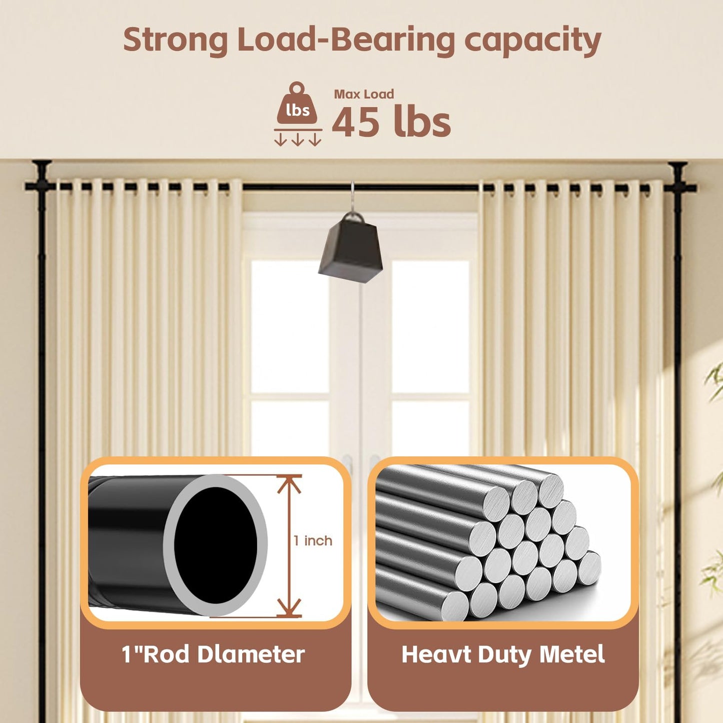 Room Divider Curtain Rod - No Drilling Partition Room Dividers for Room Separation,4-10ft (H) 28-120inch(W) Adjustable Floor to Ceiling Portable Room Divider Wall Partitions Space Separator