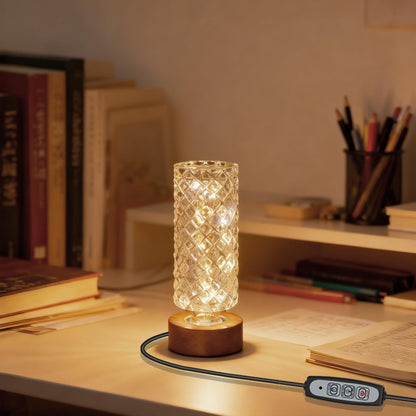 PWTZMYXGS Dimmable Crystal Night Light,Small Bedside Lamp,Nightlight with Timer,Room Decor Desk Lamp,Bedroom,Living Room,Kitchen,Dining Room Lamp (Pineapple Pattern)