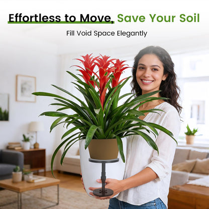 Topfurn Adjustable Height Plant Risers for Pots Indoor & Outdoor 2 PCS , 12-21" Height, 6/8/10" Base - Iron Rise Plant Fillers Risers for Tall, Square, Round, Tapered Planters