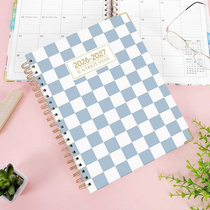 SKYDUE Teacher Planner 2026-2027 Academic Year, 8.5" x 11" Deluxe Teacher Lesson Planner with Monthly Tabs & Stickers, Lesson Plan Book 26-27, Grid