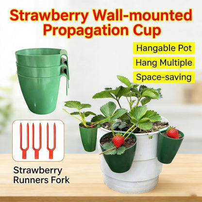 Strawberry Propagation Cups with Runner Forks Breathable Nursery Pots for Root Rot, Food Grade Greenhouse Seedling Cups for Balcony and Garden