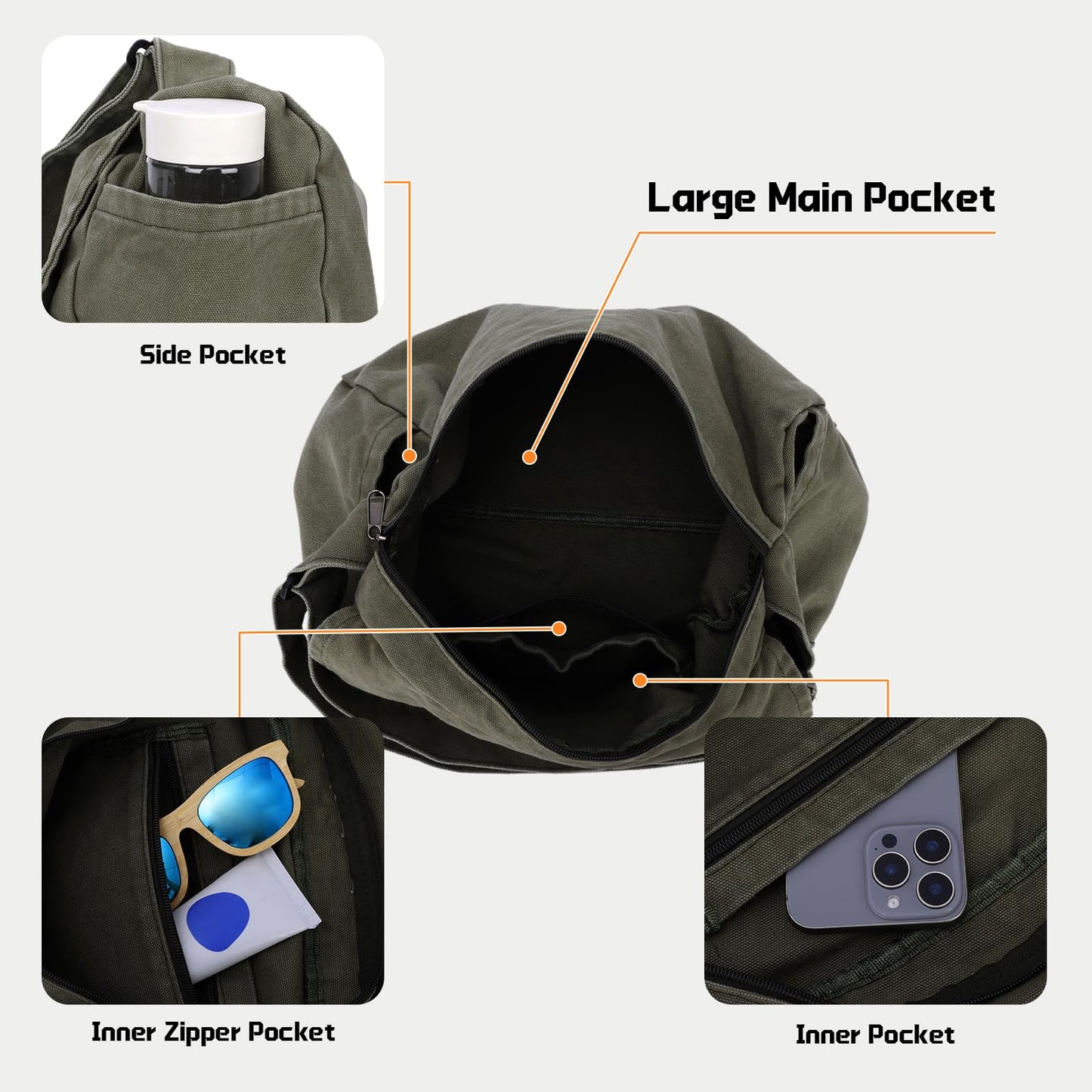 Freie Liebe Canvas Messenger Bag for Women and Men Casual Satchel Crossbody Shoulder Sling Bags