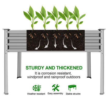 Land Guard 2 Pack Galvanized Raised Garden Bed with Legs, 48×24×32in Large Metal Elevated Raised Planter Box with Drainage Holes for Backyard, Patio, Balcony, 700lb Capacity