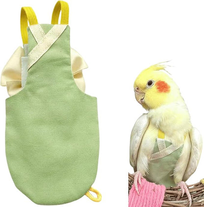 Bird Flight Suits Diapers, Parrot Flight Suits Diapers for Quaker Parakeets Cockatiels Conures Macaw African Grey, Bird Diaper, Parrot Clothes (Green B,Macaw)
