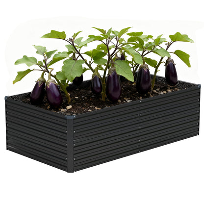Vengarus 6x3x2FT Galvanized Raised Garden Bed Kit, Deep Root Planter Box Outdoor Large Planter Raised Beds for Planting Flowers,Vegetables and Herbs-Black