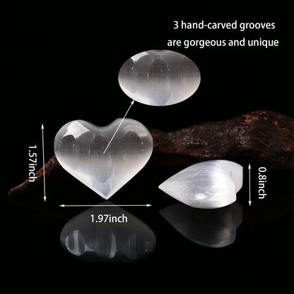 JIC Gem 1.4-1.6" Natural Unique White Selenite Heart Stone Healing Crystal Heart Rock Engraved Heart Decoration Heart Shape Crystal Set of 10 Wholesale Frome Morocco
