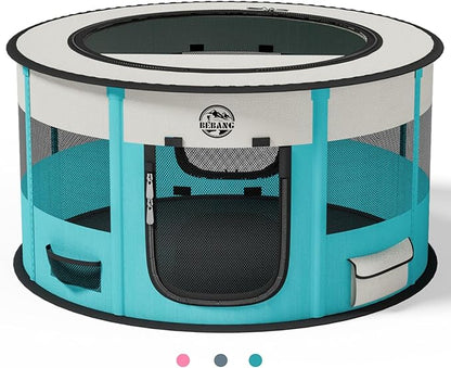 Playpen for Dogs, 44"*44"*24" Large Foldable Pet Play Pens Indoor Outdoor Exercise Pen with Carrying Case Food Bowl for Cat Puppy Rabbit