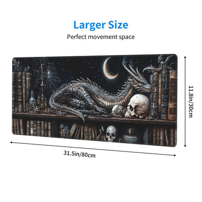 Mystical Dragon Mouse Pad 31.5 X 11.8 Inch Big Desk Rubber Base Stitched Edges Keyboard Pad XXL Mouse Mat for Home Game and Office