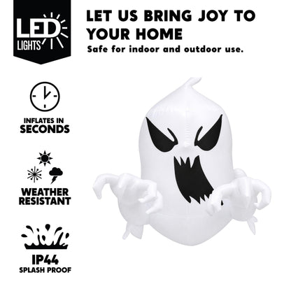 Joiedomi 4.5 FT Halloween Inflatable Scary Flying Ghost Broke Out from Window Inflatable with Build-in LED Blow Up Ghost for Halloween Party Indoor, Outdoor, Yard, Garden, Lawn Decoration