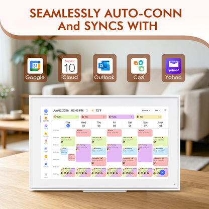 Digital Calendar 15.6 Inch, Electronic Calendar Chore Family Schedules, Smart Weekly and Monthly Planner, 1920 * 1080P IPS Touchscreen Interactive Display - Wall Mount White