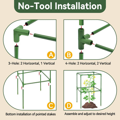 Halatool 2 Pack 45in Tomato Cages for Garden, Heavy Duty Adjustable Square Tomato Trellis for Climbing Plants – Green Plant Support Stakes for Vegetables Flowers Fruits & Raised Bed Outdoor