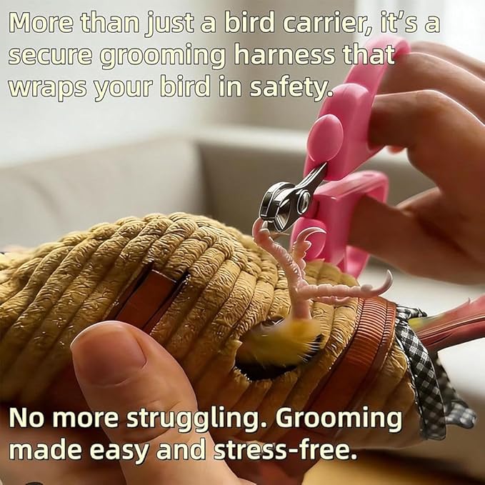 Bird Sling Carrier Bag, Parrot Restrained Vest Escape Resistant Birds Carrier Harness for Budgie, Cockatiel, Green-cheeked Conure, Soft Bird Diaper Flight Suit, for Daily Outdoor & Nail Trimming (S)