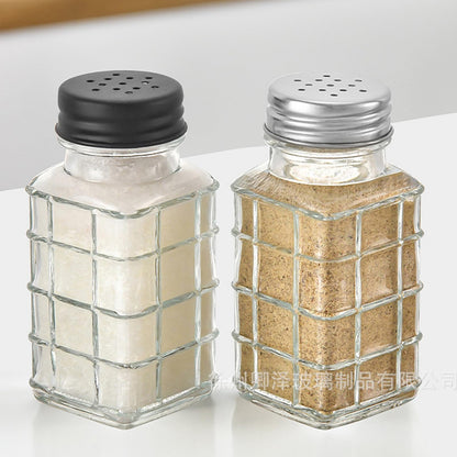 2Pcs Square Glass Condiment Jars for Cooking Baking Seasonings Organization Practical Salts Peppers Shaker Clear Seasoning Bottles