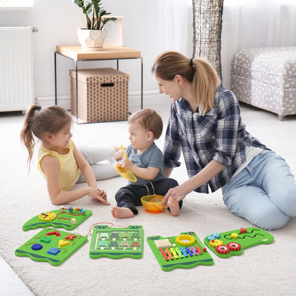 nigwet Crocodile Sensory Toys Activity Wall Panels, Educational Montessori Busy Board for Toddlers, Activity Cube - Sensory Wall, Wooden Learning Toys, Interactive Toy-Green