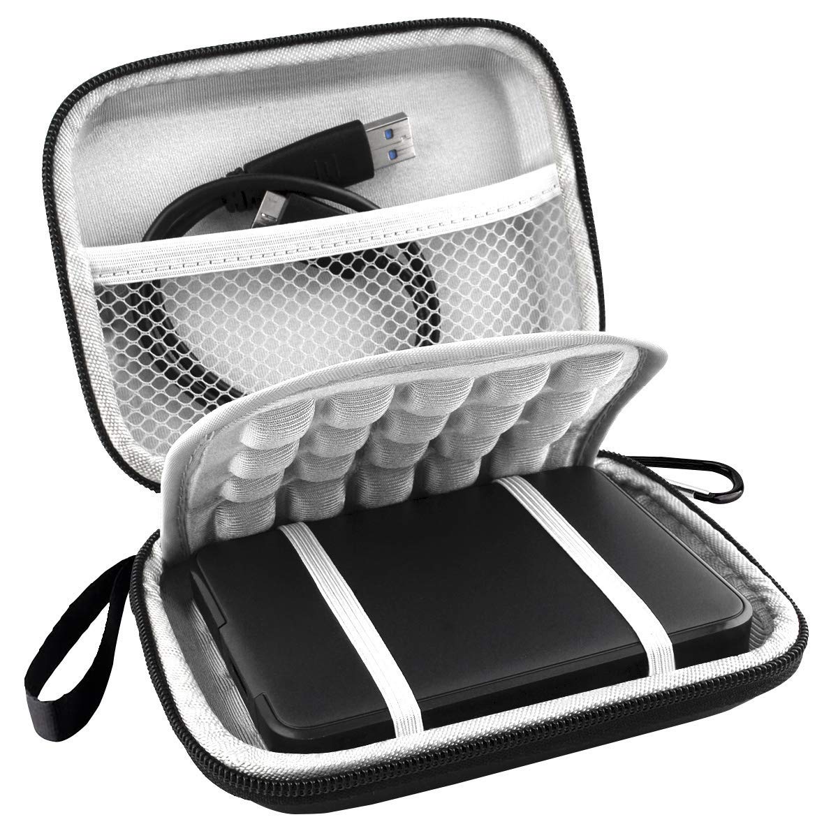 Lacdo Hard Drive Carrying Case for Western Digital WD Elements/WD My Passport/My Passport Ultra Portable External Hard Drive HDD 1TB 2TB 4TB 5TB 6TB USB 3.0 Protective Storage Travel Bag, Black