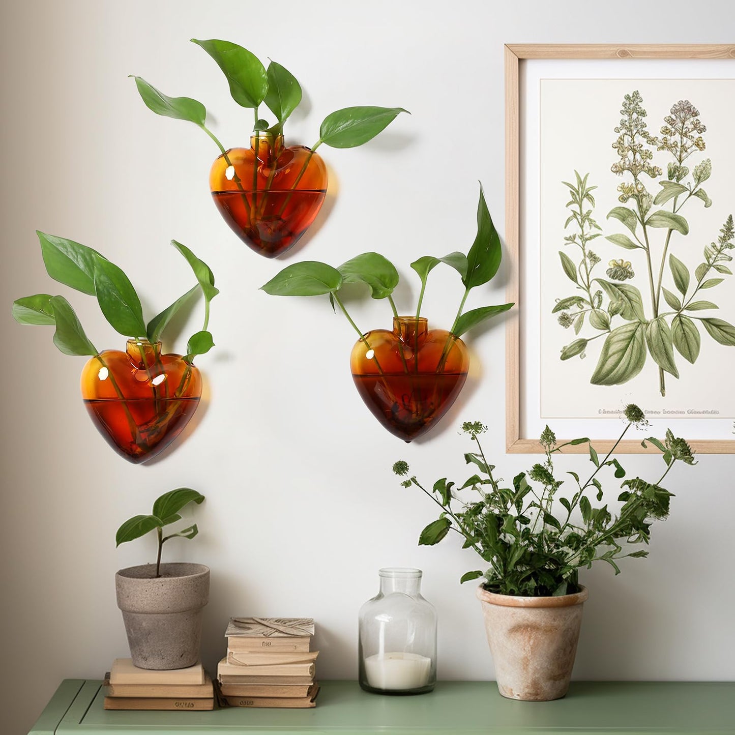 CYZglass Wall Hanging Planter Propagation Station for Indoor Plants Glass Vase Air Plant Holder Gift for Women Girlfriend Plant Lover