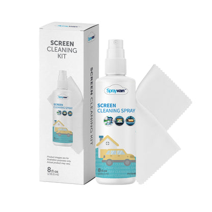Sprayvan Screen Cleaner Spray -8oz Streak-Free TV Screen Cleaner Spray and Microfiber Cloth kit, Computer Screen Cleaner & Car Screen Cleaner for Flat Screen, LCD,Laptop,Electronic Devices and Car (1)