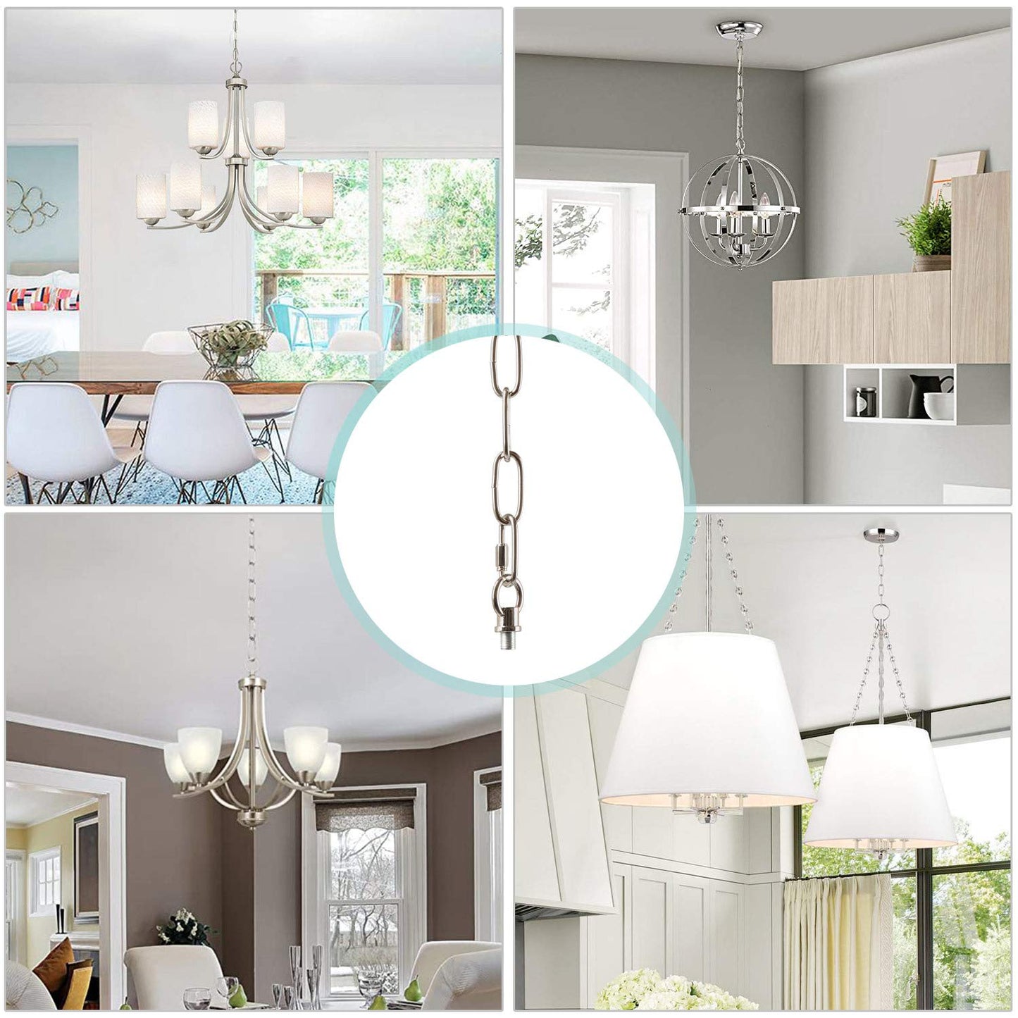 Giluta Pendant Light Fixture Chain Heavy Duty 15 Feet Chandelier Chain Hanging Chain for Fruit Basket Lantern Plant Supports to 65 lbs Maximum Weight