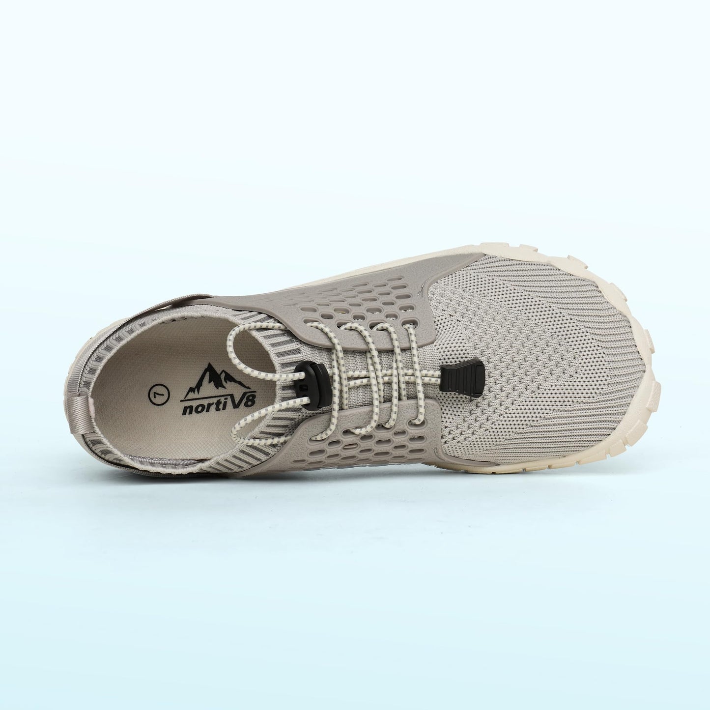 NORTIV 8 Womens Barefoot Water Sports Shoes - Outdoor Athletic Pool Swim Hiking Aqua Shoes, Beige/Light/Grey - 8 (Treklady-2)