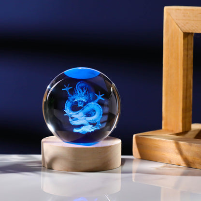 3D Dragon Crystal Ball 60mm - Figurines Decor Glass Animals for Room, Birthday Gift for Women, Best Friend, Lovers - Keepsake Paperweight