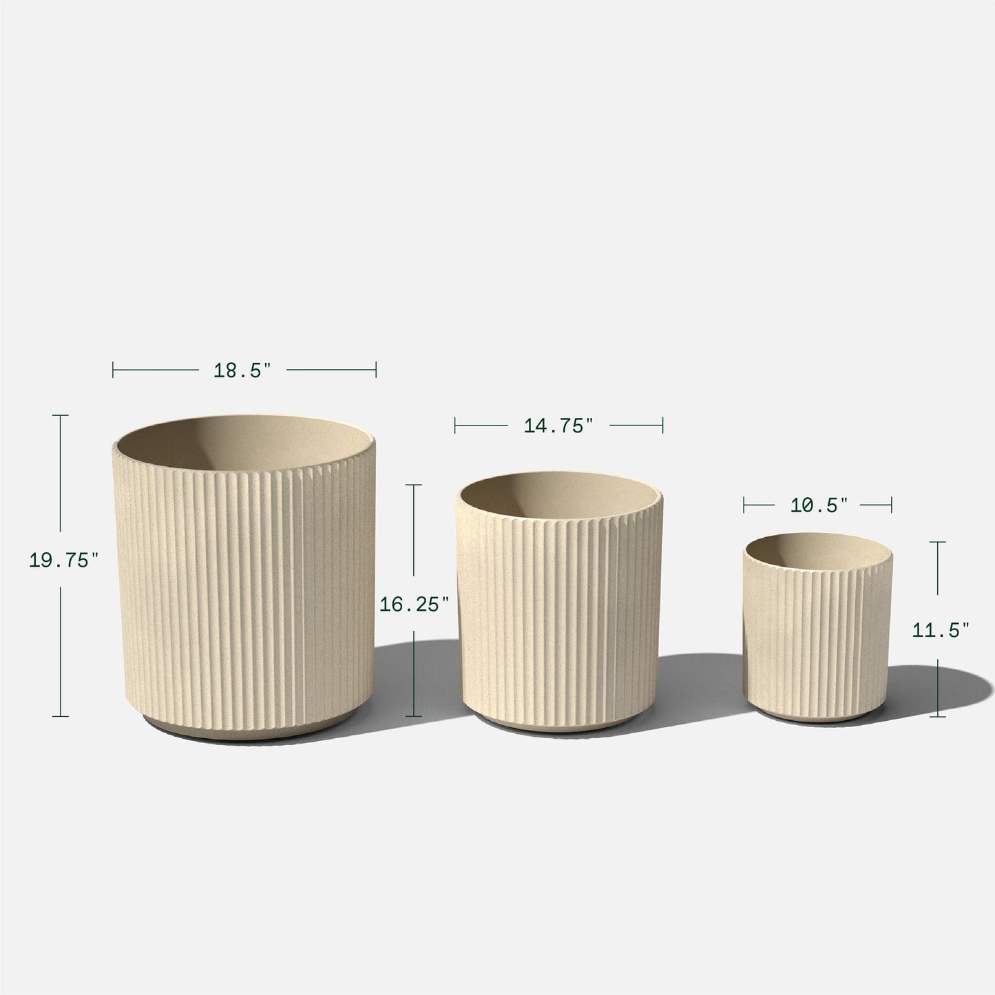 Veradek Demi Series Set of 3 Round Planters for Porch, Patio, Backyard | Durable Plastic-Concrete Material | Modern Décor for Tall Plants, Flower