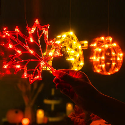 LOLStar Fall Decor Window Lights 2026 Thanksgiving Decorations Acorn Maple Leaves Pumpkin LED Lights with Suction Cups Battery Operated(Exclusive) Slow Fade Mode Timer Autumn Decorations for Home
