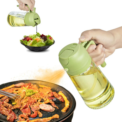 With Stickers 16oz Olive Oil Sprayer for Cooking - 2 in 1 Spray & Pour Olive Oil Dispenser - 470ml Glass Spray Oil Bottle - Kitchen Gadgets