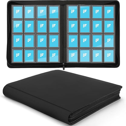 Toploader Binder,16 Pocket Top Loader Binders for 3" x 4" Rigid Cards,Toploader Card Binder for Hard Plastic,Holds 640 Top Loaders(Black)