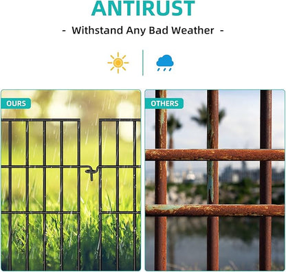 Animal Barrier Fence, 25 Panels No Dig Fences, 17in(H) X 27ft(L) Garden Fence Animal Barrier for Rabbits and Dog Under Fence Barrier, Rustproof Metal Fences Border for Outdoor, Yard, Patio