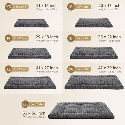 Washable Dog Bed Mat Crate Pad Soft Fluffy Pet Kennel Beds Dog Sleeping Mattress for Large Jumbo Medium Small Dogs, 30 x 19 Inch, Black