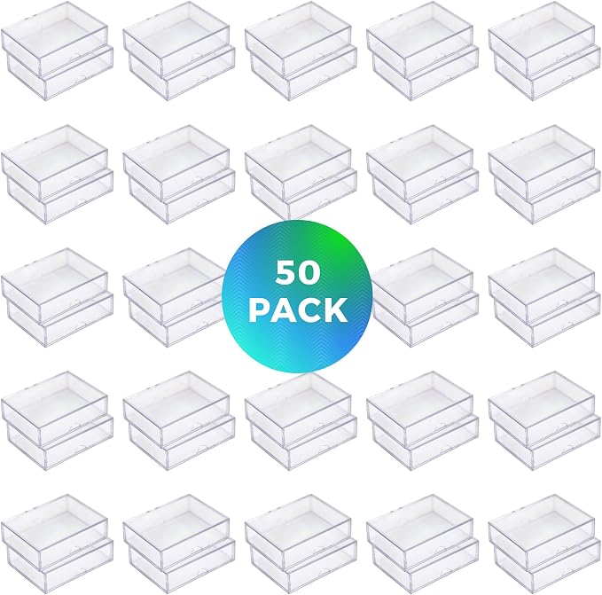 Gary Plastic Packaging 50-Pack Clear Acrylic Card Storage Boxes with Lids – Holds 52 Playing Cards or 50 Standard Trading Cards Each, Stackable Organizer for Sports & TCG Cards (Unsleeved)
