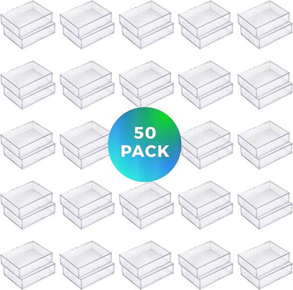 Gary Plastic Packaging 50-Pack Clear Acrylic Card Storage Boxes with Lids – Holds 52 Playing Cards or 50 Standard Trading Cards Each, Stackable Organizer for Sports & TCG Cards (Unsleeved)