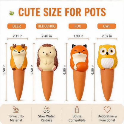 UULENNYM Terracotta Watering Spikes, Self Watering Globes Cute Animal Design Plant Waterers, Automatic Irrigation Stakes for Indoor & Outdoor Plants