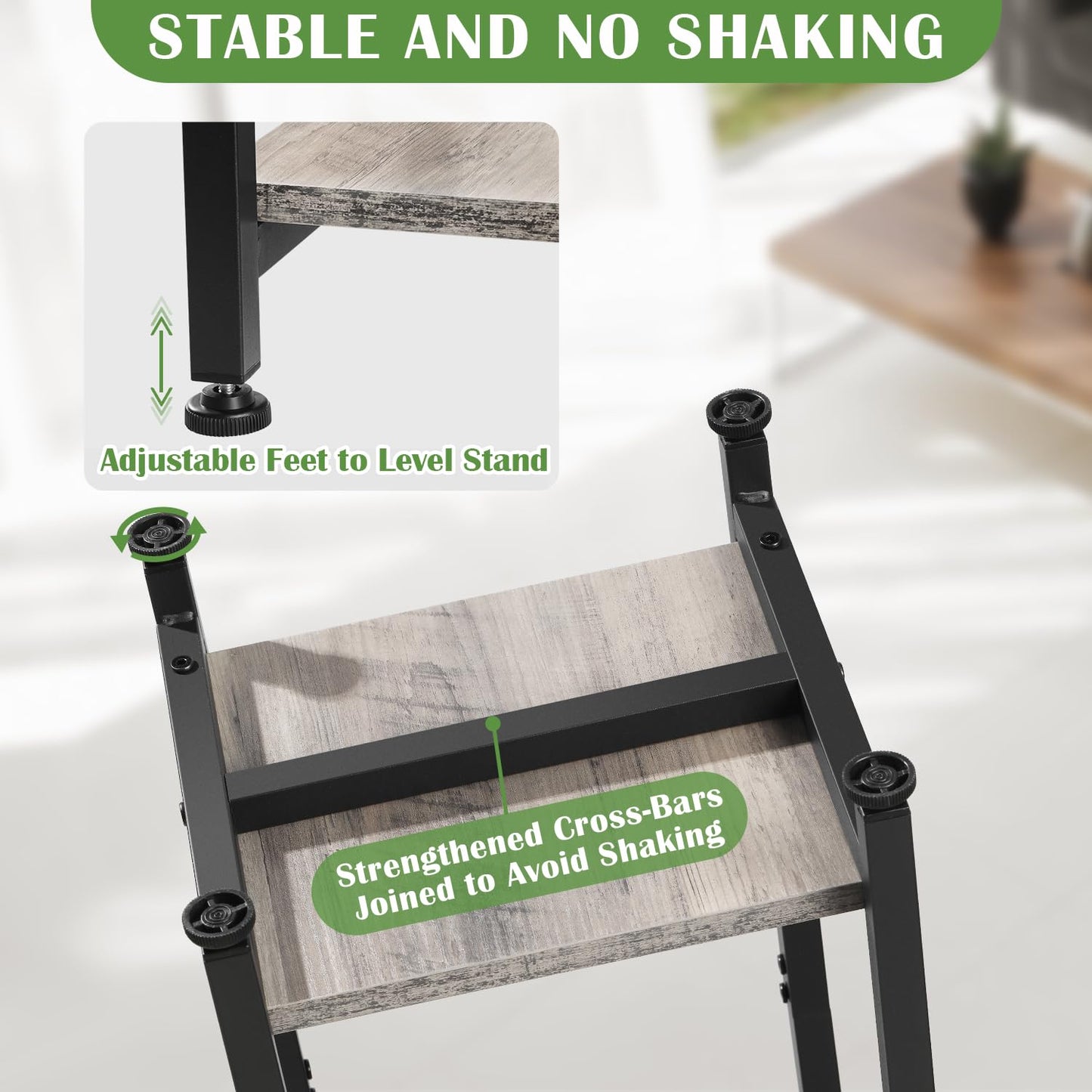 Dipion Tall Plant Stand Indoor,31 Inch Plant Stands,2 Tier Metal Plant Stand with Heavy Duty Wood,Greige and Black