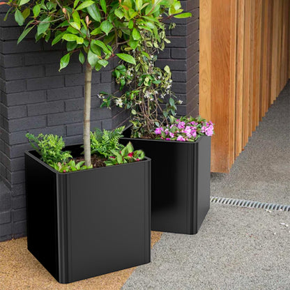 Gardenaire Large Metal Square Planter 26" L x 26" W x 26" H,Steel Planters for Outdoor Plants,Cube Planters for Outdoor Porch,Patio,Garden