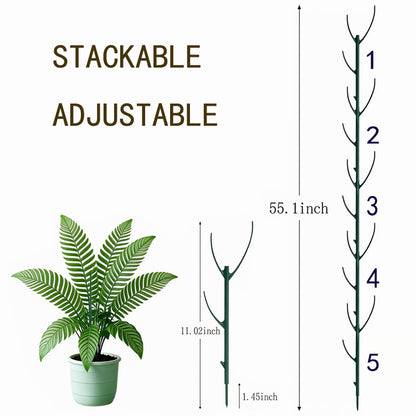 Stackable Plant Support Stakes Kit, 10 Pack Garden Plant Stakes with 20m Tie Wire & 2m Velcro Straps, Adjustable Plastic Trellis Support Frame for Climbing Plants, Vines, Indoor Outdoor Pots